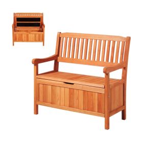 Outdoor Storage Bench, 2-Person Wooden Storage Bench, 33 Gallons Deck Box with Side Handle, Supports up to 705 lbs