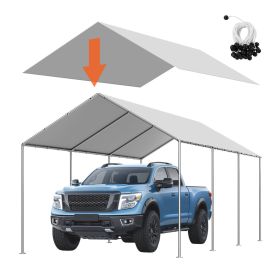 Carport Replacement Canopy, 10 x 20 ft Potable Garage Tent Top Tarp, UV-Resistant & Waterproof Car Shelter Tarp