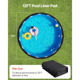 12ft Round Pool Liner Pad, Pool Liner Pad for Above Ground Swimming Pools, Extra-Thick Pool Mat, Prevents Punctures