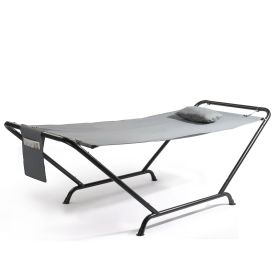 Freestanding Hammock with Stand, 550LBS Heavy Duty Outdoor Hammock Bed with Soft Pillow & Storage Bag, Grey
