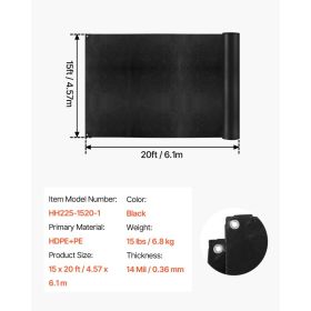 15 X 20 Ft Pond Liner, 14 Mil Thickness, 3-Layer Reinforced PE Fish Koi Pond Liner For Outdoor Ponds, With Hemmed Edge And 4 Metal Buttonholes, F (Option: Black)