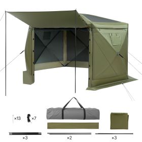 Pop up Gazebo Screen Tent, 12 x 12 ft Large 6-Sided Camping Canopy Tent with Removable Top & Carry Bag, Quick-Set & Bite-Proof (Color: Army Green, size: 12 x 12 ft)