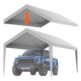 Carport Replacement Canopy Cover 10 x 20 ft, Garage Top Tent Shelter Tarp Heavy-Duty Waterproof & UV Protected, Easy Installation with Ball Bunge (Model Type: Top Tarpaulin with Edges, Color: Gray)